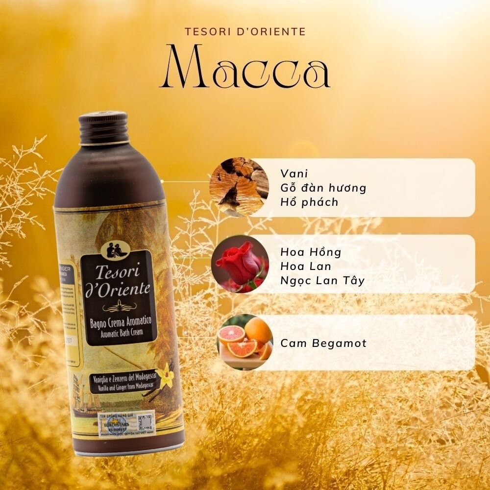 Sữa Tắm Nước Hoa Tesori D'oriente Tinh Dầu Macca 500ml