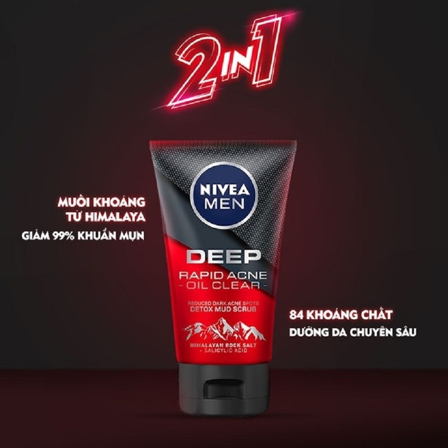 Sữa Rửa Mặt Nivea Men Deep Acne Oil Clear 100g