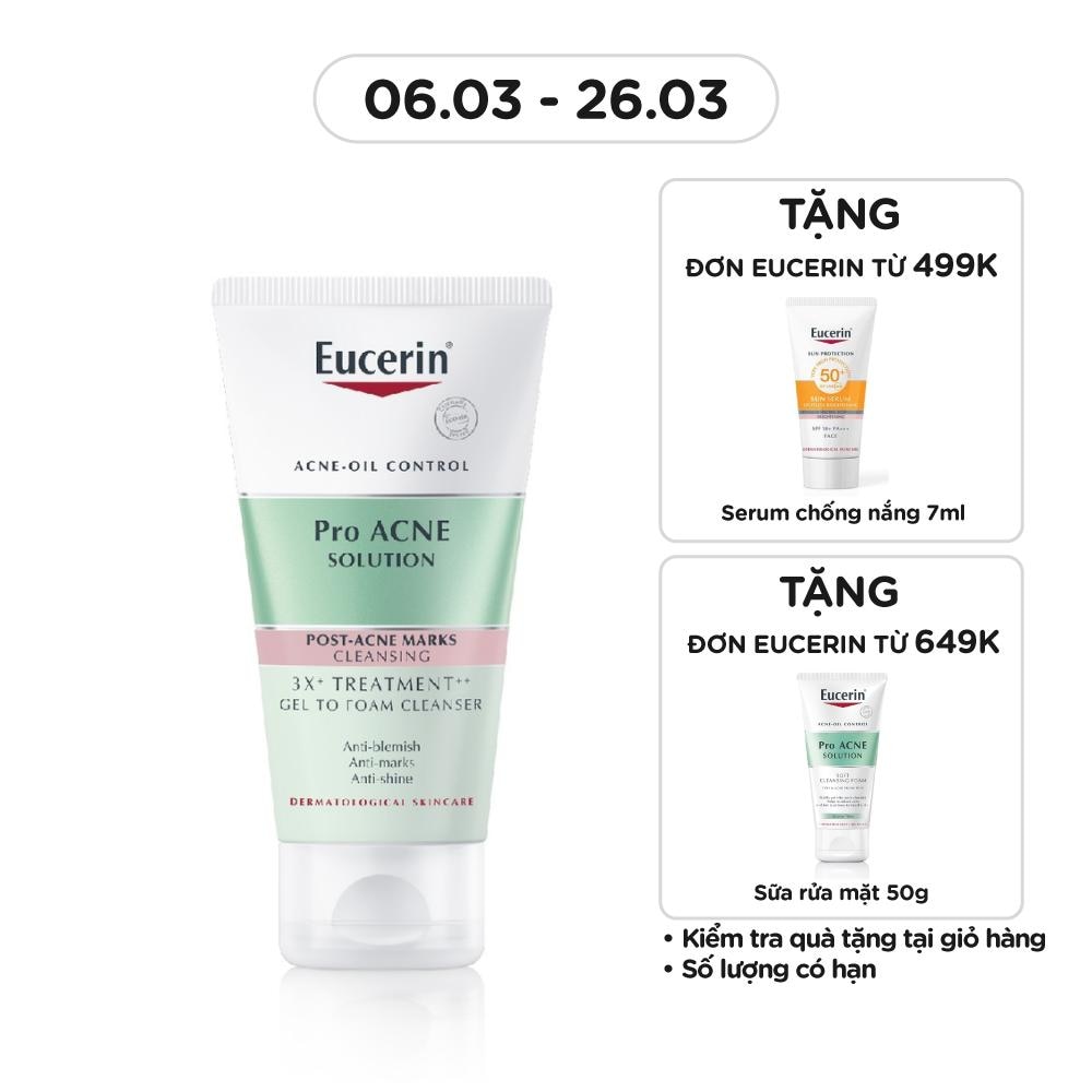 Gel Rửa Mặt Eucerin Pro Acne Solution 3X Treatment Gel To Foam Cleanser 75ml