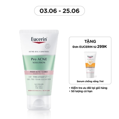 EUCERIN Gel Rửa Mặt Eucerin Pro Acne Solution 3X Treatment Gel To Foam Cleanser 75ml