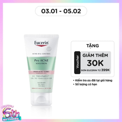 EUCERIN Gel Rửa Mặt Eucerin Pro Acne Solution 3X Treatment Gel To Foam Cleanser 75ml