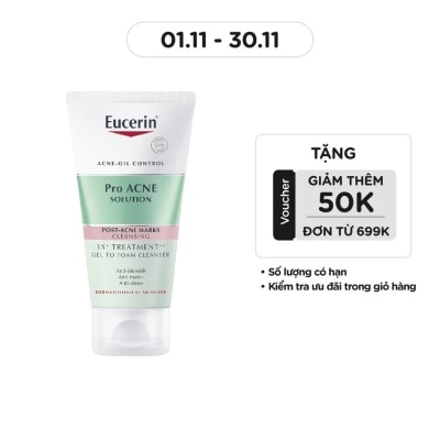 EUCERIN Gel Rửa Mặt Eucerin Pro Acne Solution 3X Treatment Gel To Foam Cleanser 75ml