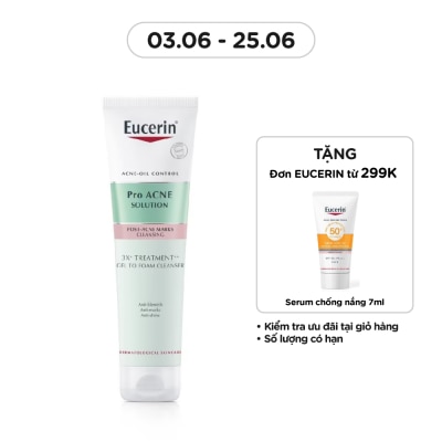 EUCERIN Gel Rửa Mặt Eucerin Pro Acne Solution 3X Treatment Gel To Foam Cleanser 150ml