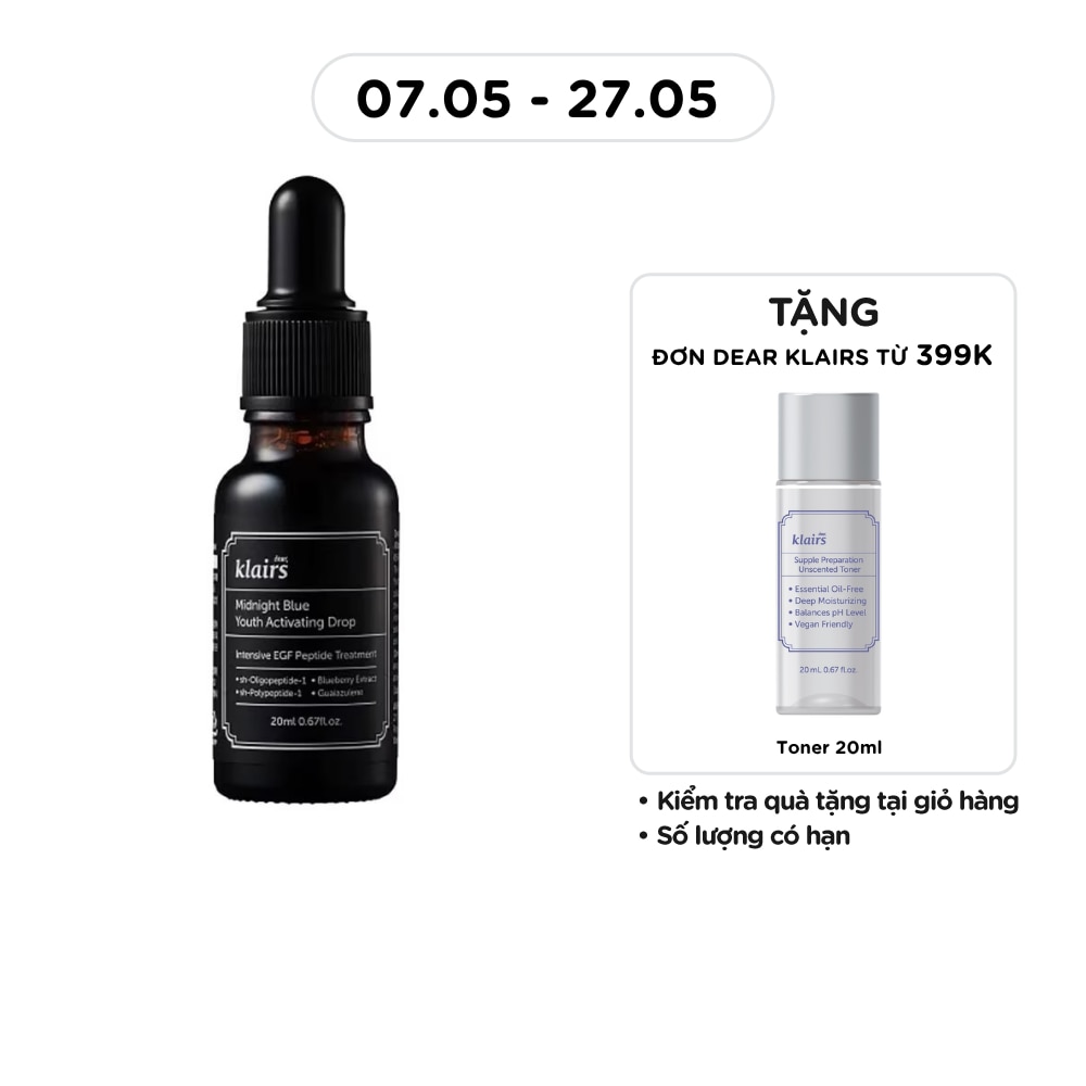 Tinh Chất Dear Klairs Phục Hồi Da Và Dưỡng Ẩm Midnight Blue Youth Activating Drop 20ml