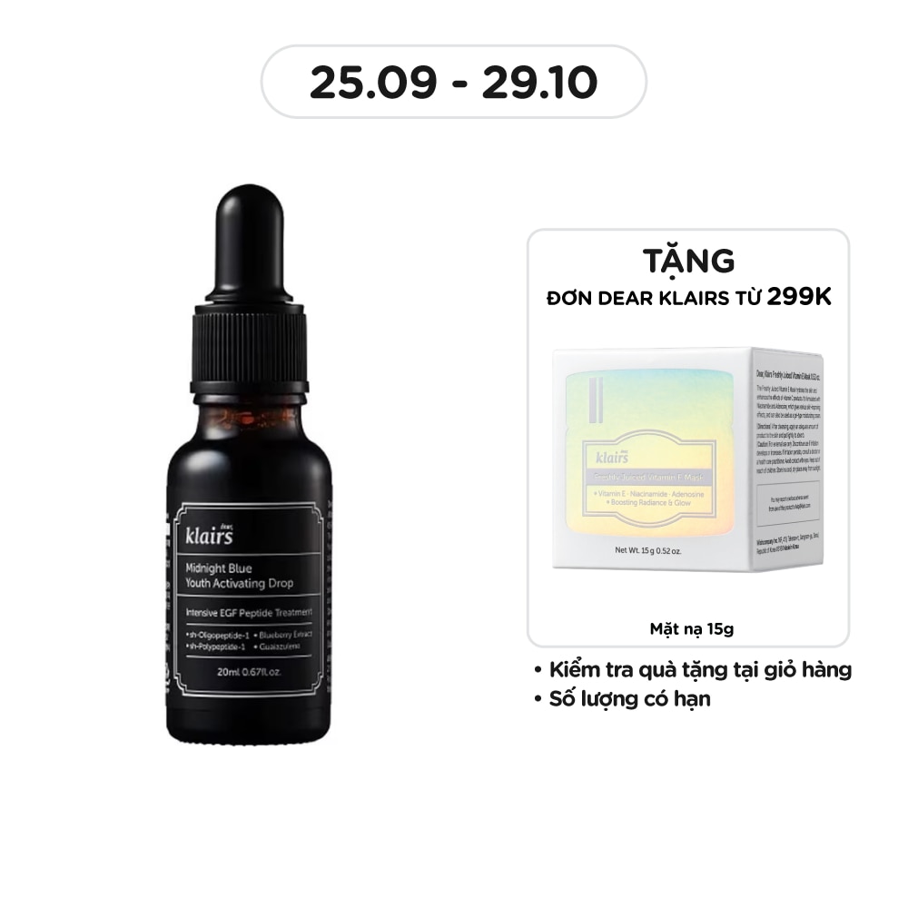 Tinh Chất Dear Klairs Phục Hồi Da Và Dưỡng Ẩm Midnight Blue Youth Activating Drop 20ml