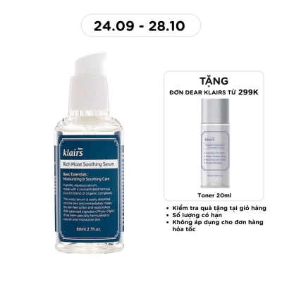 DEAR KLAIRS Tinh Chất Dear Klairs Dưỡng Ẩm Và Làm Mịn Da Rich Moist Soothing 80ml image