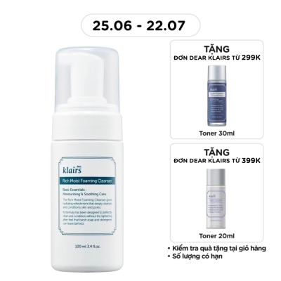 DEAR KLAIRS - Sữa Rửa Mặt Làm Sạch Và Dưỡng Ẩm Cho Mọi Loại Da Rich Moist Foaming 100ml