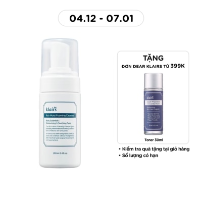 DEAR KLAIRS Sữa Rửa Mặt Làm Sạch Và Dưỡng Ẩm Cho Mọi Loại Da Rich Moist Foaming 100ml