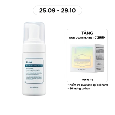 DEAR KLAIRS Sữa Rửa Mặt Làm Sạch Và Dưỡng Ẩm Cho Mọi Loại Da Rich Moist Foaming 100ml
