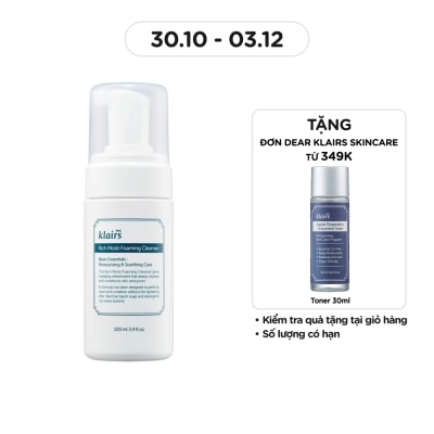 DEAR KLAIRS Sữa Rửa Mặt Làm Sạch Và Dưỡng Ẩm Cho Mọi Loại Da Rich Moist Foaming 100ml