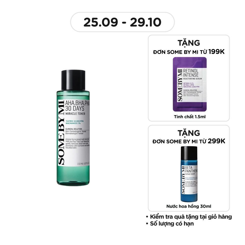 Nước Hoa Hồng Some By Mi Giảm Mụn Và Dưỡng Ẩm 30 Ngày Miracle Toner 150ml