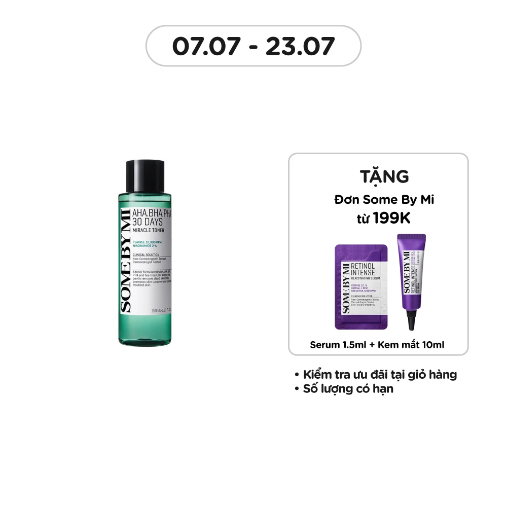 Nước Hoa Hồng Some By Mi Giảm Mụn Và Dưỡng Ẩm 30 Ngày Miracle Toner 150ml