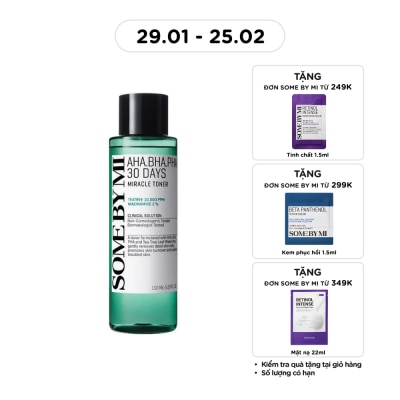 SOME BY MI Nước Hoa Hồng Some By Mi Giảm Mụn Và Dưỡng Ẩm 30 Ngày Miracle Toner 150ml