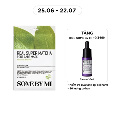 SOME BY MI - Mặt Nạ Giấy Some By Mi Chiết Xuất Trà Xanh Real Super Matcha Pore Care Mask 20g