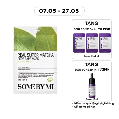SOME BY MI - Mặt Nạ Giấy Some By Mi Chiết Xuất Trà Xanh Real Super Matcha Pore Care Mask 20g
