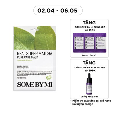 SOME BY MI - Mặt Nạ Giấy Some By Mi Chiết Xuất Trà Xanh Real Super Matcha Pore Care Mask 20g