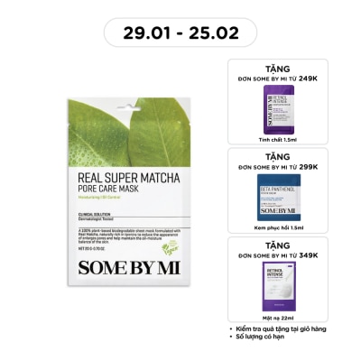 SOME BY MI Mặt Nạ Giấy Some By Mi Chiết Xuất Trà Xanh Real Super Matcha Pore Care Mask 20g