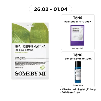 SOME BY MI Mặt Nạ Giấy Some By Mi Chiết Xuất Trà Xanh Real Super Matcha Pore Care Mask 20g
