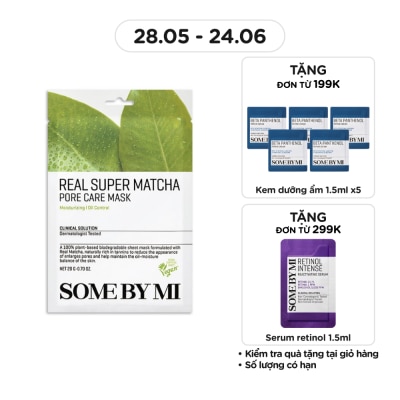 SOME BY MI - Mặt Nạ Giấy Some By Mi Chiết Xuất Trà Xanh Real Super Matcha Pore Care Mask 20g