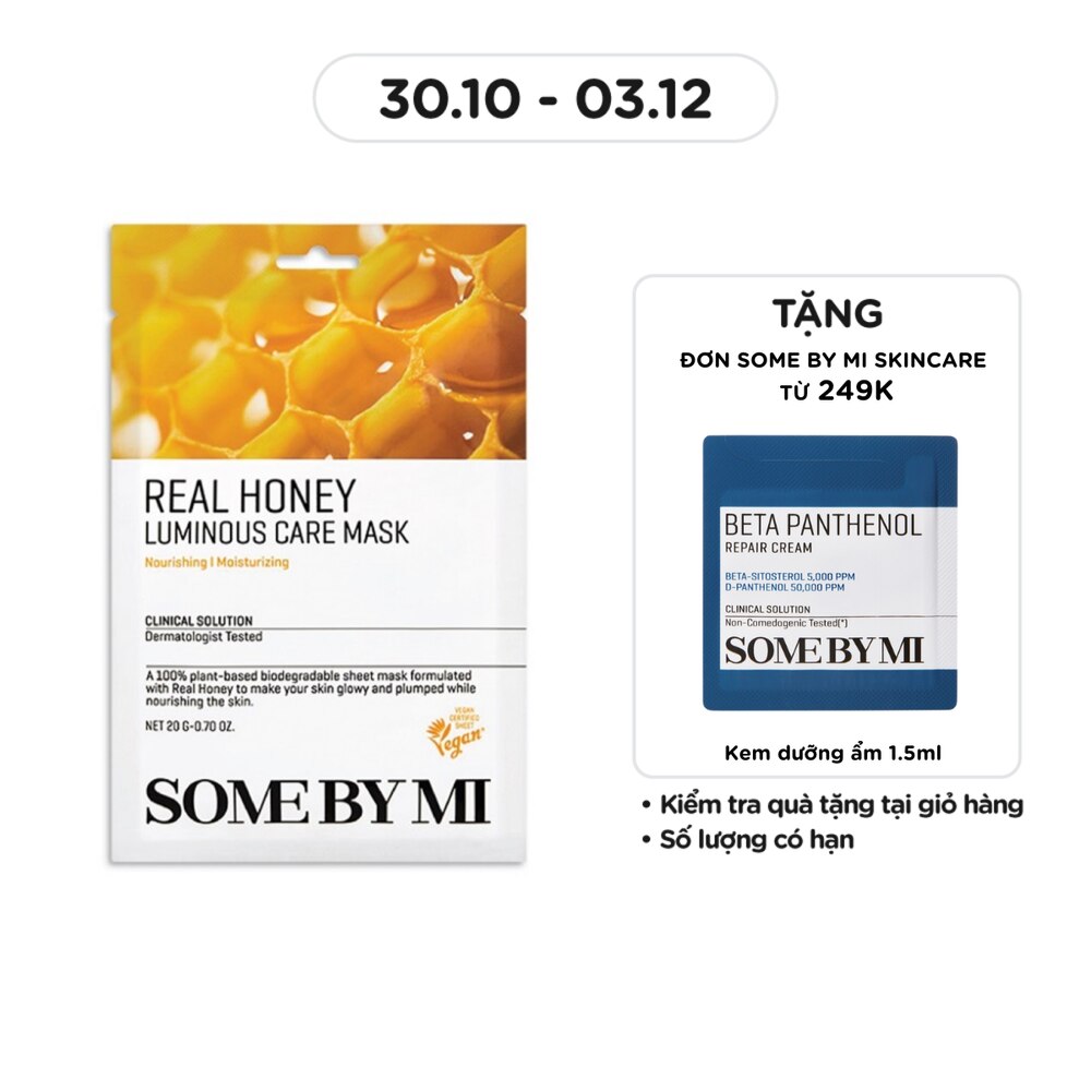 Mặt Nạ Giấy Some By Mi Chiết Xuất Mật Ong Real Honey Luminous Care Mask 20g