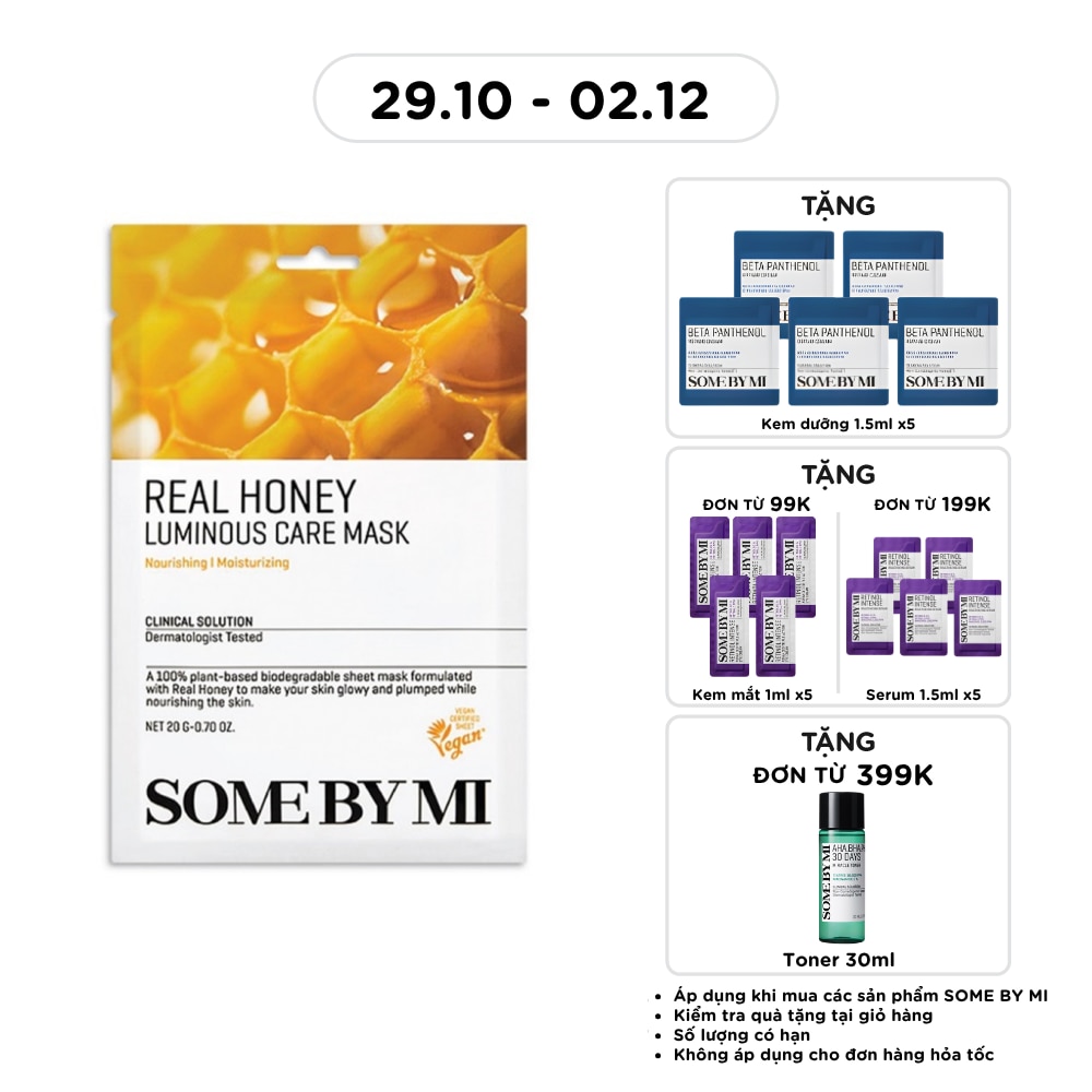 Mặt Nạ Giấy Some By Mi Chiết Xuất Mật Ong Real Honey Luminous Care Mask 20g image