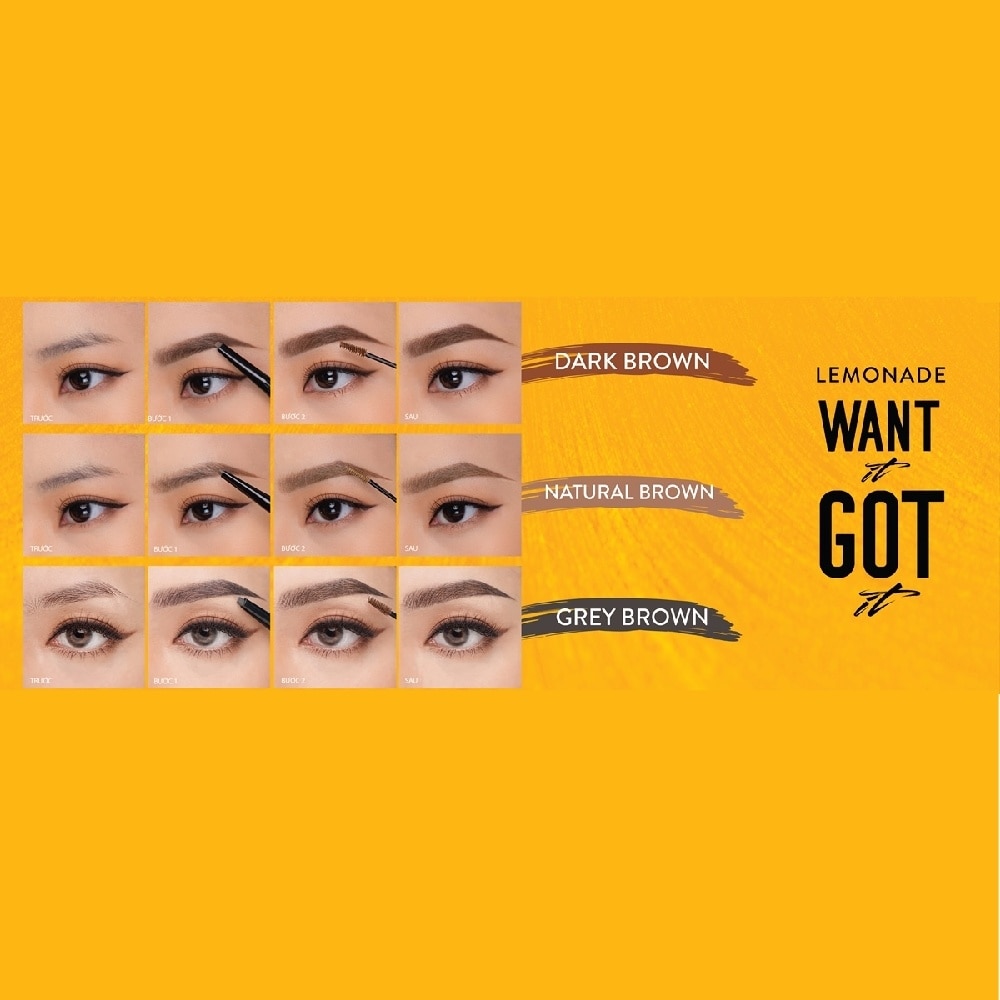 Chì Kẻ Mày Hai Đầu Lemonade Dual Eyebrow 0.25g + 2.5g .#03 Gray Brown