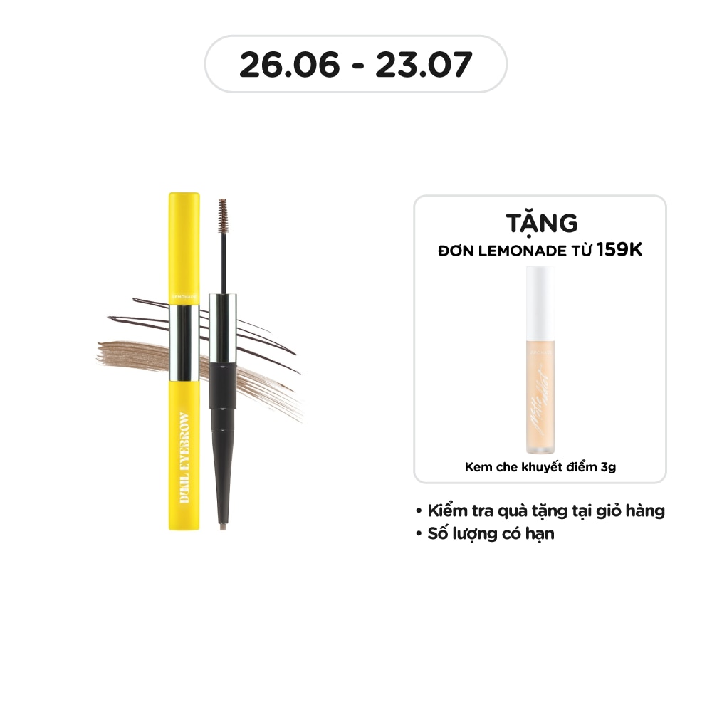 Chì Kẻ Mày Hai Đầu Lemonade Dual Eyebrow 0.25g + 2.5g .#03 Gray Brown