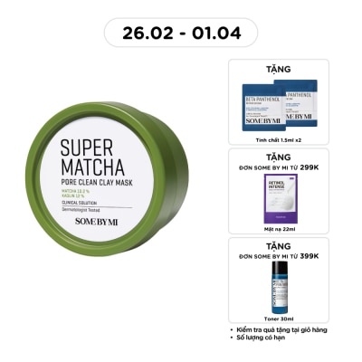 SOME BY MI Mặt Nạ Some By Mi Super Matcha Pore Clean Clay Từ Đất Sét Cải Thiện Vấn Đề Của Da 100g