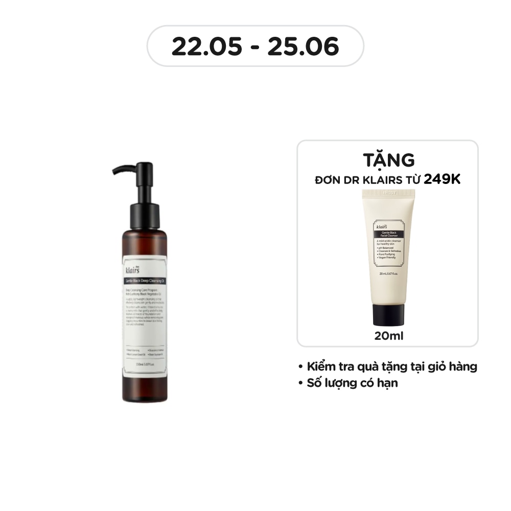 Dầu Tẩy Trang Dear Klairs Làm Sạch Và Dưỡng Ẩm Gentle Black Deep 150ml