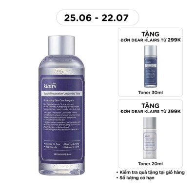 DEAR KLAIRS - Nước Hoa Hồng Không Mùi Dear Klairs Dưỡng Ẩm Da Và Làm Mềm Da Supple Preparation Unscented 180ml