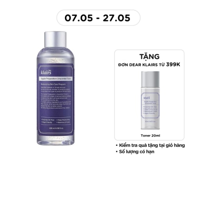 DEAR KLAIRS - Nước Hoa Hồng Không Mùi Dear Klairs Dưỡng Ẩm Da Và Làm Mềm Da Supple Preparation Unscented 180ml