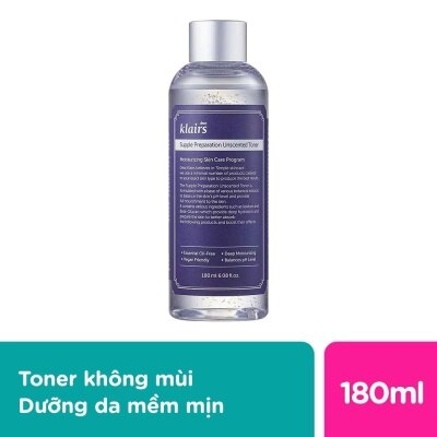 DEAR KLAIRS Nước Hoa Hồng Không Mùi Dear Klairs Dưỡng Ẩm Da Và Làm Mềm Da Supple Preparation Unscented 180ml
