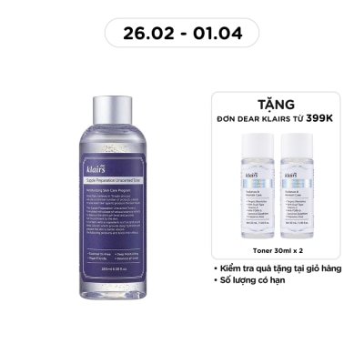 DEAR KLAIRS Nước Hoa Hồng Không Mùi Dear Klairs Dưỡng Ẩm Da Và Làm Mềm Da Supple Preparation Unscented 180ml