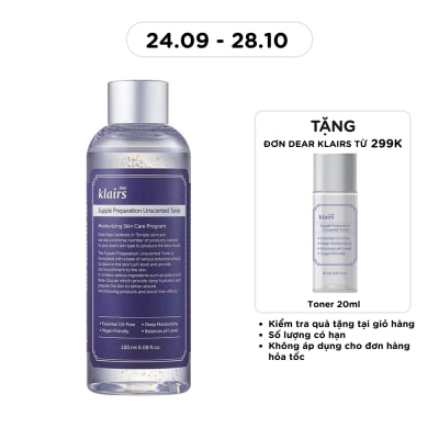 DEAR KLAIRS Nước Hoa Hồng Không Mùi Dear Klairs Dưỡng Ẩm Da Và Làm Mềm Da Supple Preparation Unscented 180ml image