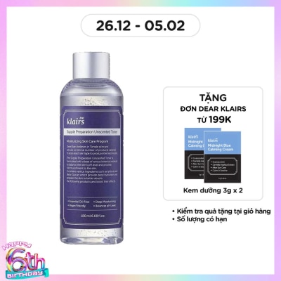 DEAR KLAIRS Nước Hoa Hồng Không Mùi Dear Klairs Dưỡng Ẩm Da Và Làm Mềm Da Supple Preparation Unscented 180ml