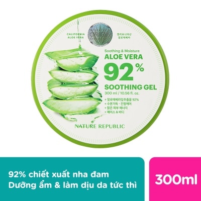 NATURE REPUBLIC Gel Dưỡng Ẩm Nature Republic Chiết Xuất Lô Hội Soothing & Moisture Aloe Vera 92% Soothing Gel 300ml