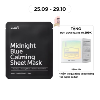 DEAR KLAIRS Mặt Nạ Dear Klairs Dưỡng Ẩm Và Phục Hồi Da Midnight Blue Calming Sheet Mask 25ml