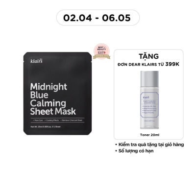 DEAR KLAIRS - Mặt Nạ Dear Klairs Dưỡng Ẩm Và Phục Hồi Da Midnight Blue Calming Sheet Mask 25ml