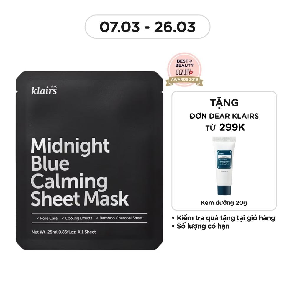 Mặt Nạ Dear Klairs Dưỡng Ẩm Và Phục Hồi Da Midnight Blue Calming Sheet Mask 25ml