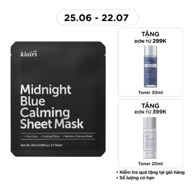 DEAR KLAIRS - Mặt Nạ Dear Klairs Dưỡng Ẩm Và Phục Hồi Da Midnight Blue Calming Sheet Mask 25ml