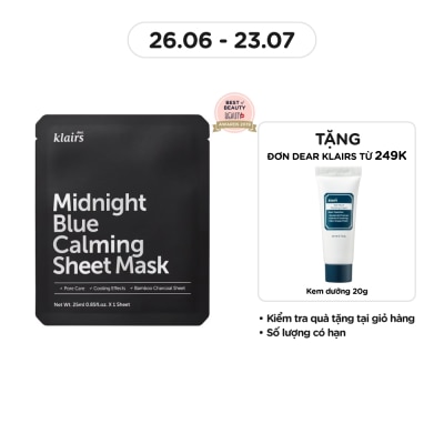 DEAR KLAIRS Midnight Blue Calming Sheet Mask 25ml