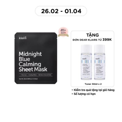 DEAR KLAIRS - Mặt Nạ Dear Klairs Dưỡng Ẩm Và Phục Hồi Da Midnight Blue Calming Sheet Mask 25ml