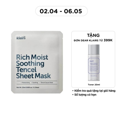 DEAR KLAIRS - Mặt Nạ Dear Klairs Dưỡng Ẩm Và Làm Mịn Da Rich Moist Soothing Tencel Sheet Mask 25ml