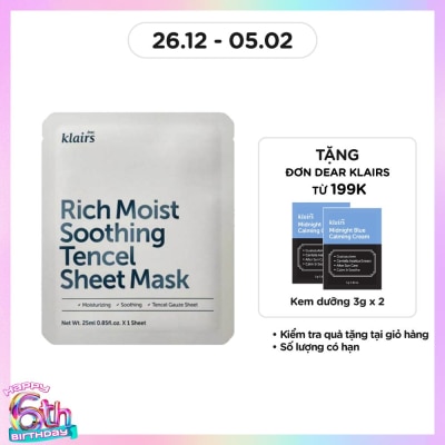 DEAR KLAIRS Mặt Nạ Dear Klairs Dưỡng Ẩm Và Làm Mịn Da Rich Moist Soothing Tencel Sheet Mask 25ml