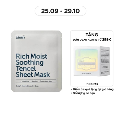 DEAR KLAIRS Mặt Nạ Dear Klairs Dưỡng Ẩm Và Làm Mịn Da Rich Moist Soothing Tencel Sheet Mask 25ml