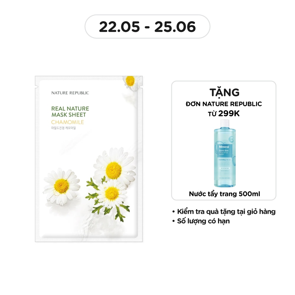 Mặt Nạ Giấy Nature Republic Chiết Xuất Hoa Cúc Tự Nhiên Real Nature Chamomile Mask 23ml
