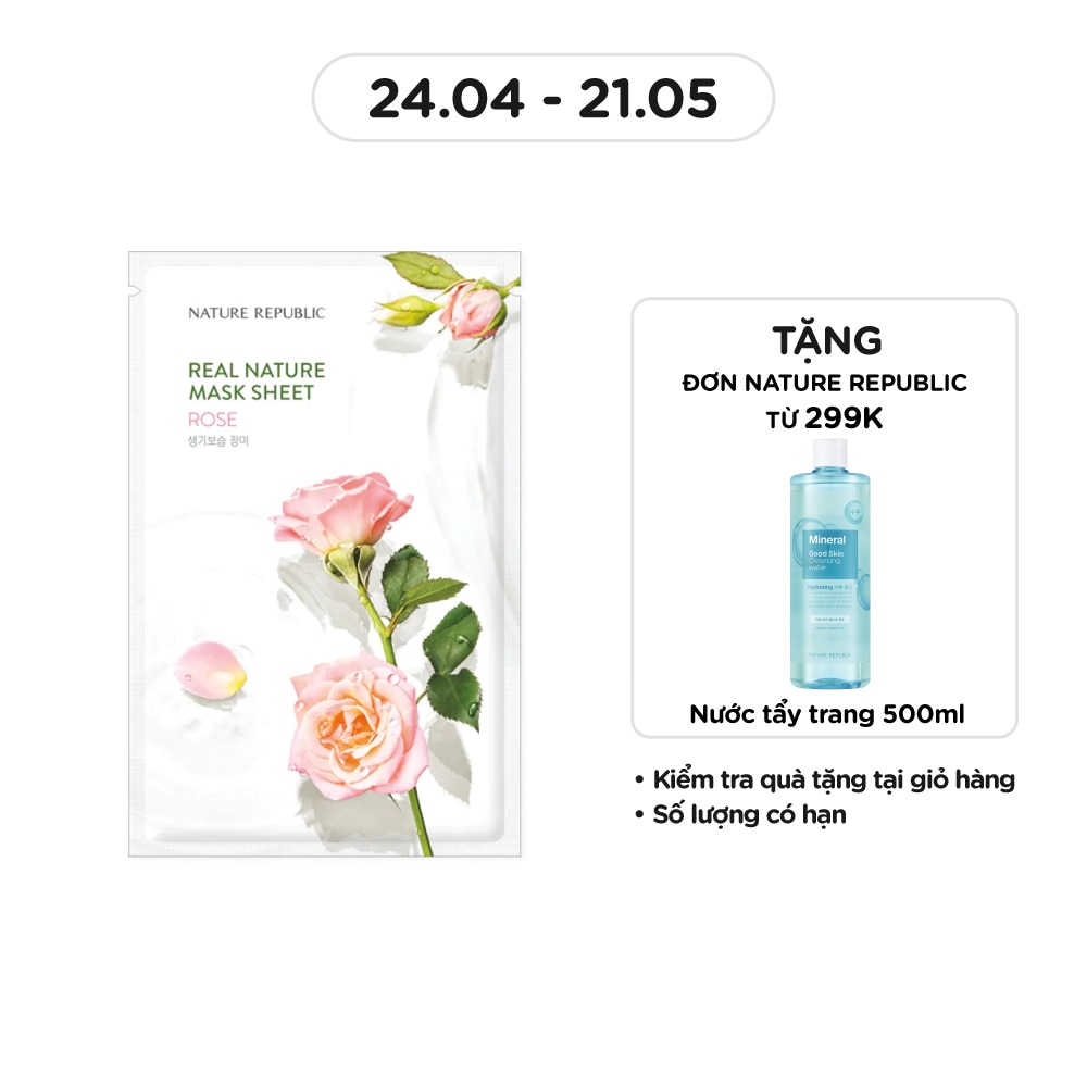 Mặt Nạ Giấy Nature Republic Chiết Xuất Hoa Hồng Tự Nhiên Real Nature Rose Mask 23ml