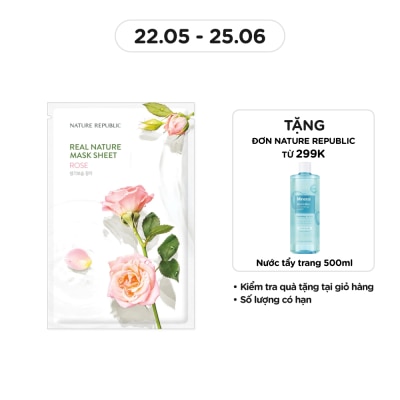 NATURE REPUBLIC Mặt Nạ Giấy Nature Republic Chiết Xuất Hoa Hồng Tự Nhiên Real Nature Rose Mask 23ml