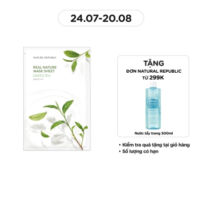 NATURE REPUBLIC Mặt Nạ Giấy Nature Republic Chiết Xuất Trà Xanh Tự Nhiên Real Nature Green Tea Mask 23ml
