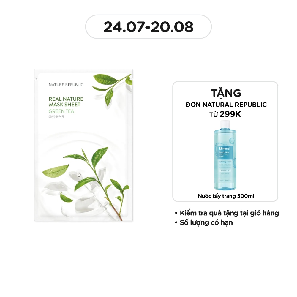 Mặt Nạ Giấy Nature Republic Chiết Xuất Trà Xanh Tự Nhiên Real Nature Green Tea Mask 23ml